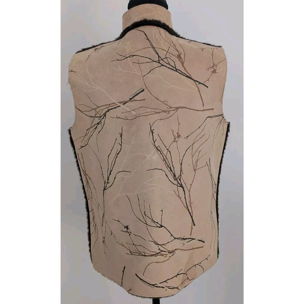 Robert Kitchen Canada Faux Fur Lined Vest M | Tree Branch Print Western Boho - Picture 4 of 9